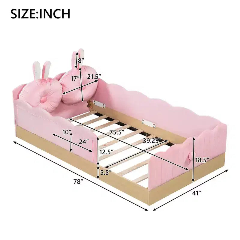 Letto a piattaforma singolo con cuscini