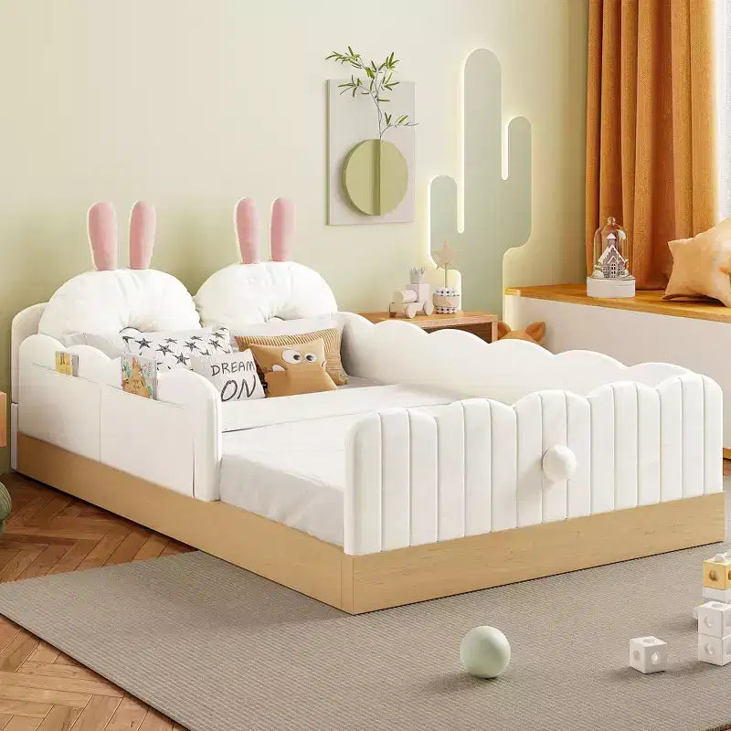 Whisen Twin Size Platform Bed with Pillows, Lovely Design and Storage Bags