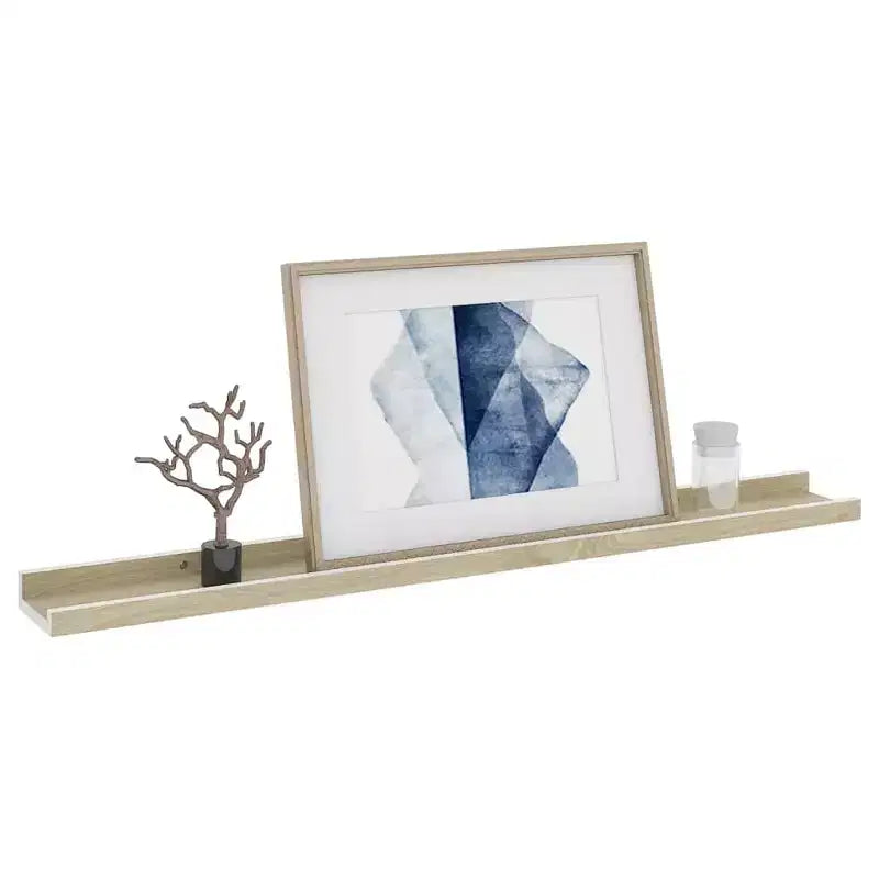 Set 2 Mensole da Parete MDF Bianco e Rovere Sonoma 80 x 9 x 3 cm