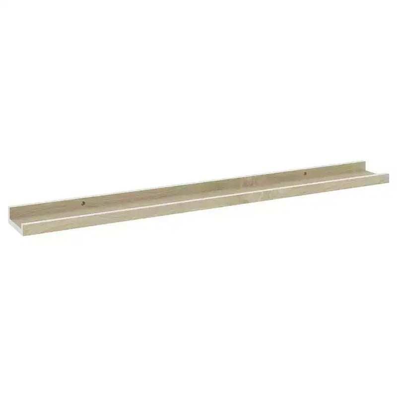 Set 2 Mensole da Parete MDF Bianco e Rovere Sonoma 80 x 9 x 3 cm