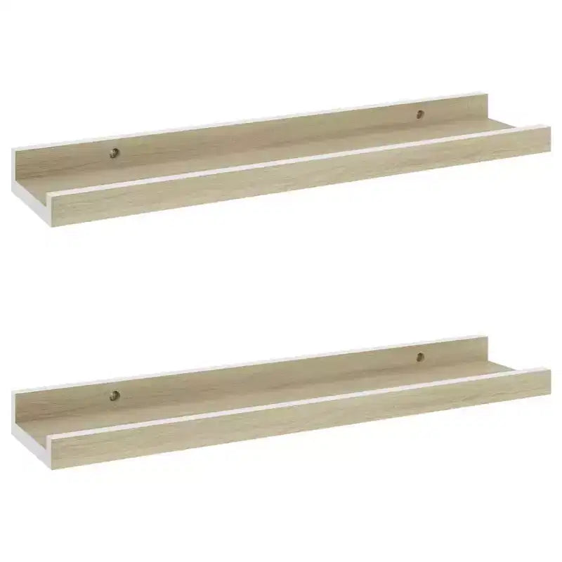 Set di 2 mensole da parete bianco e rovere Sonoma in MDF 40 x 9 x 3 cm