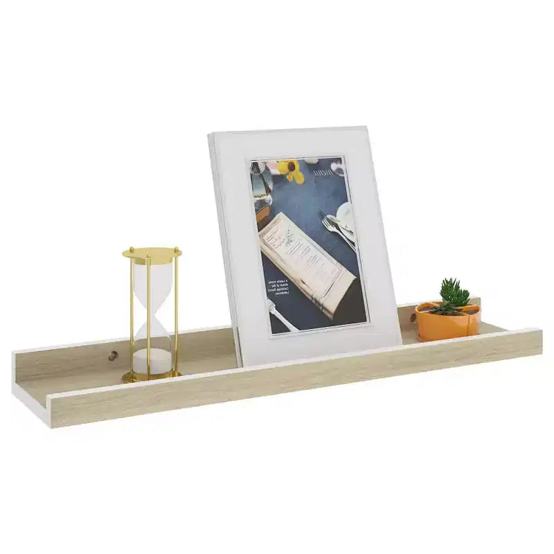 Set di 2 mensole da parete bianco e rovere Sonoma in MDF 40 x 9 x 3 cm