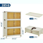 285QT Scatola Portaoggetti Impilabile, Scatola Portaoggetti in Plastica con Coperchio, Cassetto in Plastica con Sportello Magnetico e Ruote, Pieghevole Adatta per Casa, Dormitorio