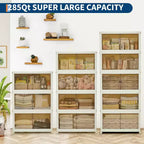 285QT Scatola Portaoggetti Impilabile, Scatola Portaoggetti in Plastica con Coperchio, Cassetto in Plastica con Sportello Magnetico e Ruote, Pieghevole Adatta per Casa, Dormitorio