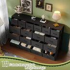 Cassettiera con 18 cassetti in tessuto, Cassettiera in tessuto da 160 cm con stazione di ricarica, Cassettiere robuste e capienti per camera da letto, Piano in legno, Struttura in acciaio