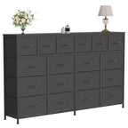 Dresser with 18 Fabric Drawers Dresser,63''W Fabric Dresser with Charging Station, Lager Sturdy Bedroom Dressers,Wood Top , Steel Frame