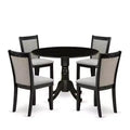 HomeStock 5-Piece Natural Oak Finish Solid Wood Top Dining Table with 4 Parson Chair with Drop Leaf Lattice Back