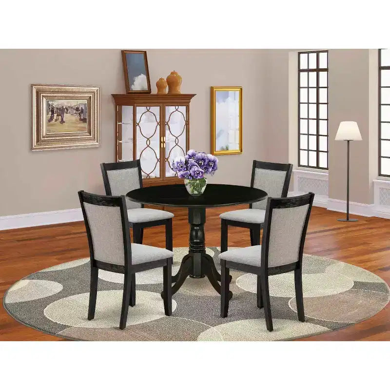 Tavolo da pranzo con piano in legno massello finitura rovere naturale, 5 pezzi