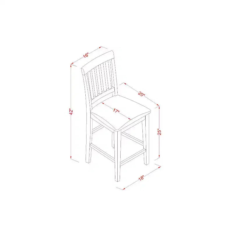 Set da pub altezza bancone - Set da pranzo da 5 pezzi con tavolo e 4 sedie - Finitura moderna in mogano