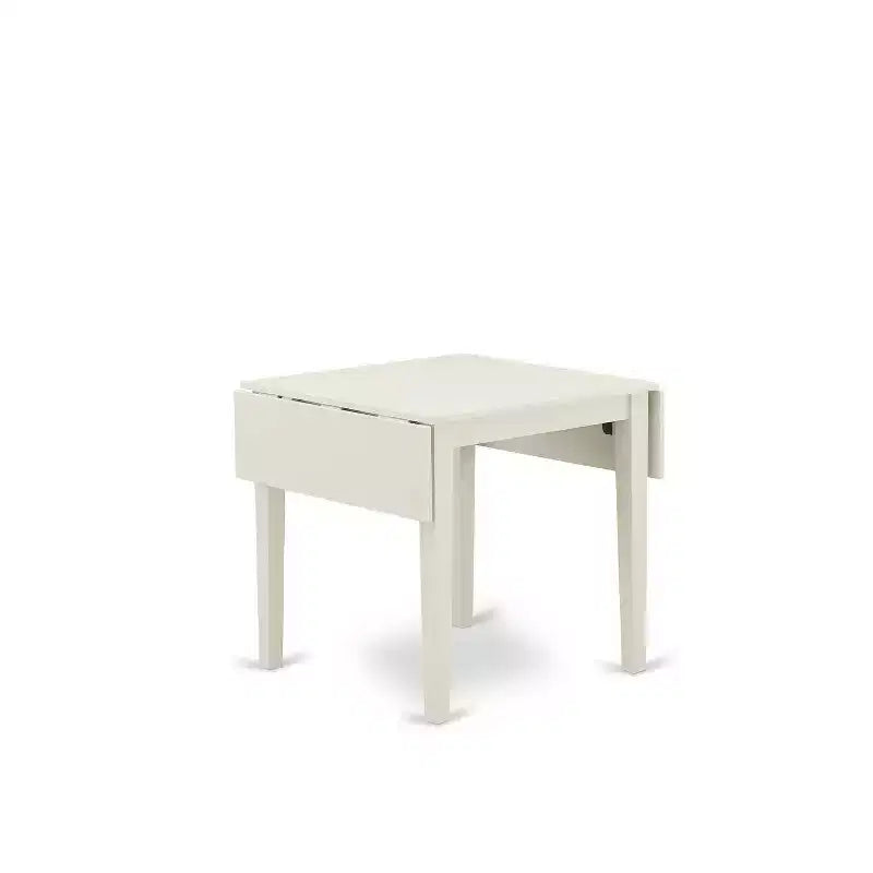 Set da pranzo rettangolare imbottito 5 pezzi con piano in legno massello finitura bianco lino (4 posti)