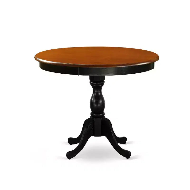 Set da Pranzo Imbottito con Piano in Legno Massello Finitura Nera e Ciliegia da 3 Pezzi - 4 Posti