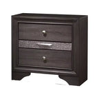Royal Hampton Nightstand with 2 Drawers and 1 Jewelry Drawer, Gray and Silver