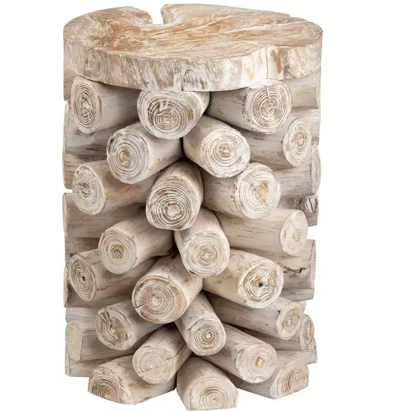 Crestview Collection Round Tan Solid Wood Accent_End Table