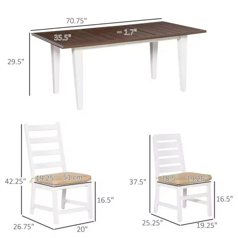 Set da pranzo da giardino per 6, Set di mobili da esterno con tavolo e sedie, cuscini, foro per ombrellone per giardino o piscina
