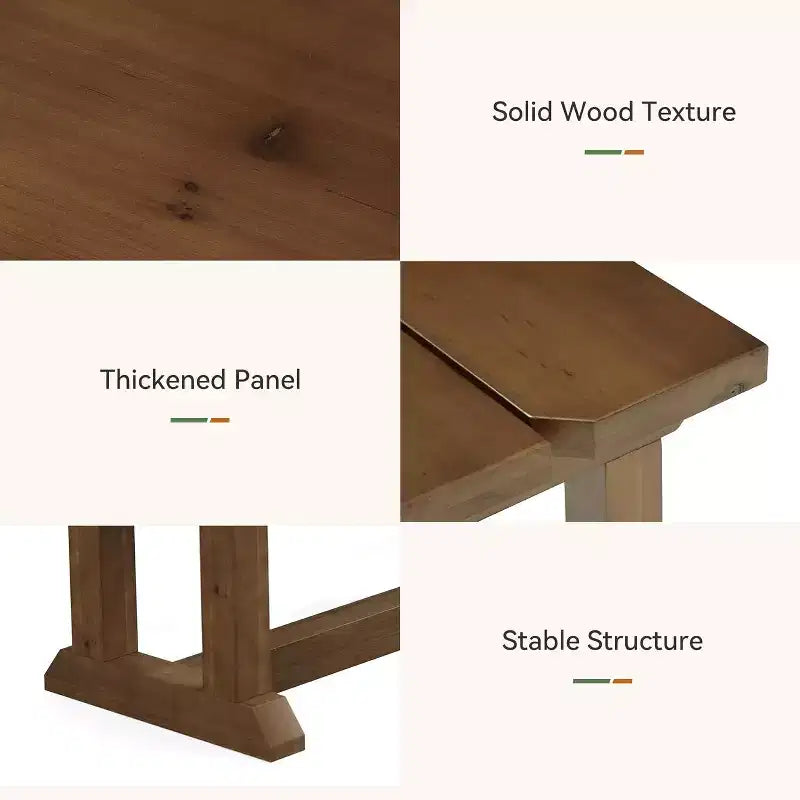 Panca da Pranzo in Legno Massello, Panca da Ingresso Rustica da 150 cm