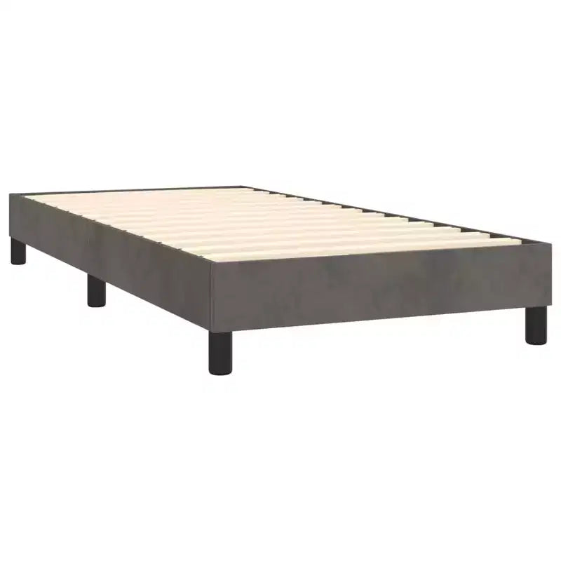 Struttura letto in velluto grigio scuro (100% poliestere), compensato, legno ingegnerizzato