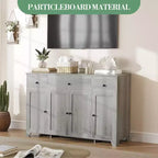Mobile credenza buffet grande 55 pollici, mobile bar da cucina moderno in legno con 4 ante, 3 cassetti e ripiani regolabili per sala da pranzo cucina
