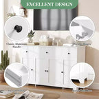 Mobile credenza buffet grande 55 pollici, mobile bar da cucina moderno in legno con 4 ante, 3 cassetti e ripiani regolabili per sala da pranzo cucina