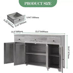 Mobile credenza buffet grande 55 pollici, mobile bar da cucina moderno in legno con 4 ante, 3 cassetti e ripiani regolabili per sala da pranzo cucina