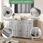 Mobile credenza buffet grande 55 pollici, mobile bar da cucina moderno in legno con 4 ante, 3 cassetti e ripiani regolabili per sala da pranzo cucina