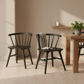 Royal Hampton Side Dining Chair Set of 2, Spindle Back, Shaker Legs, Black Rubberwood