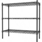 3 - Shelf Storage Wire Shelves Heavy Duty 3 Tiers Standing Shelving Units Adjustable Metal Organizer Wire Rack Black