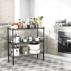 3 - Ripiani portaoggetti in filo metallico Resistente 3 ripiani Unità di scaffalatura a terra Organizer in metallo regolabile Scaffale in filo metallico Nero