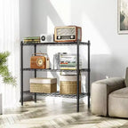 3 - Ripiani portaoggetti in filo metallico Resistente 3 ripiani Unità di scaffalatura a terra Organizer in metallo regolabile Scaffale in filo metallico Nero