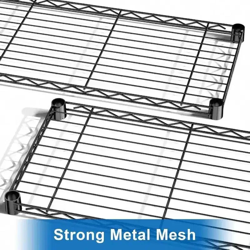 3 - Ripiani portaoggetti in filo metallico Resistente 3 ripiani Unità di scaffalatura a terra Organizer in metallo regolabile Scaffale in filo metallico Nero
