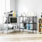 3 - Ripiani portaoggetti in filo metallico Resistente 3 ripiani Unità di scaffalatura a terra Organizer in metallo regolabile Scaffale in filo metallico Nero