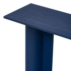 Consolle dal design curvo moderno blu con ripiano aperto, consolle eleganti per ingresso o soggiorno, come mobile contenitore o espositivo