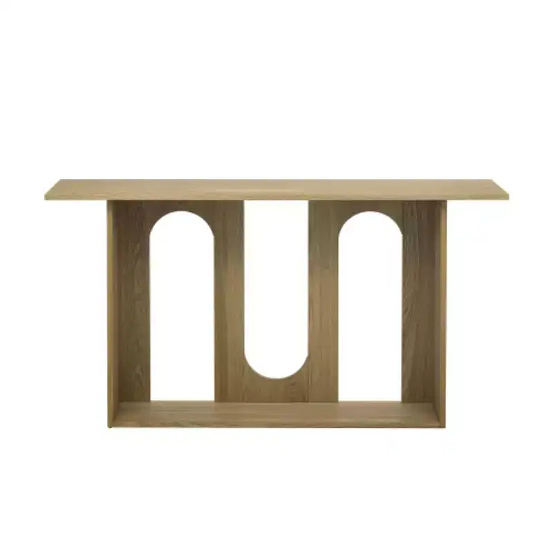 Consolle dal design curvo moderno blu con ripiano aperto, consolle eleganti per ingresso o soggiorno, come mobile contenitore o espositivo
