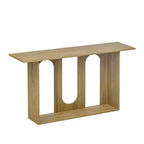 Consolle dal design curvo moderno blu con ripiano aperto, consolle eleganti per ingresso o soggiorno, come mobile contenitore o espositivo