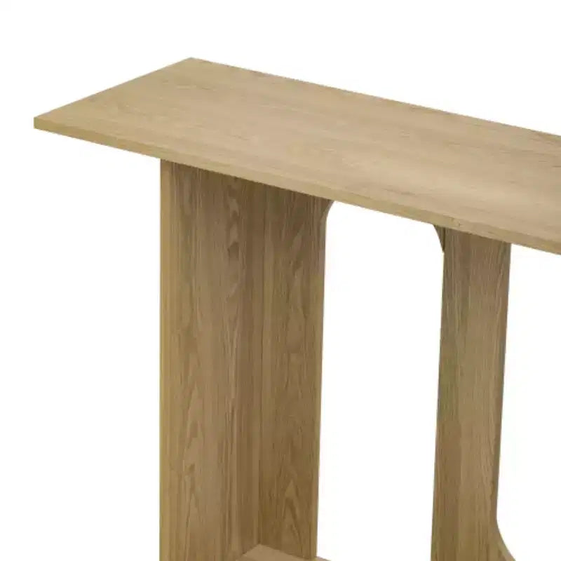 Consolle dal design curvo moderno blu con ripiano aperto, consolle eleganti per ingresso o soggiorno, come mobile contenitore o espositivo