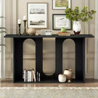 Consolle dal design curvo moderno blu con ripiano aperto, consolle eleganti per ingresso o soggiorno, come mobile contenitore o espositivo