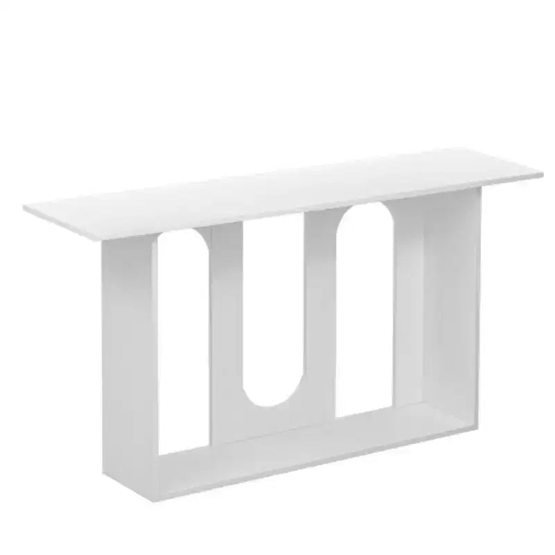 Consolle dal design curvo moderno blu con ripiano aperto, consolle eleganti per ingresso o soggiorno, come mobile contenitore o espositivo