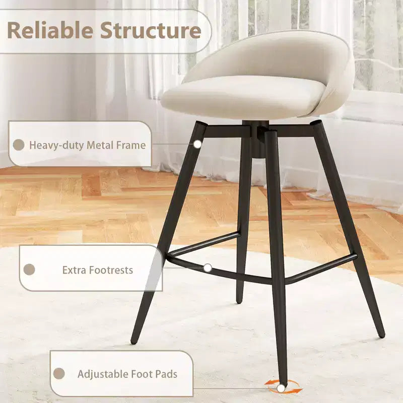 25 Upholstered Bar Stools Set of 2 w/ Footrest