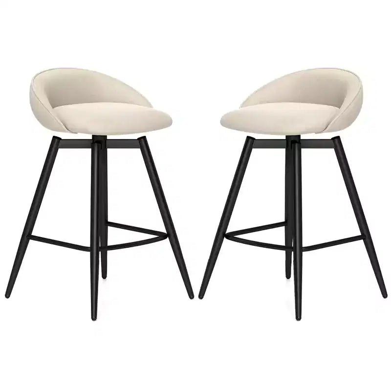 Costway 25 Upholstered Bar Stools Set of 2 w/ Footrest Backrest & Metal Frame