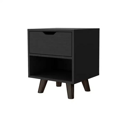 HomeRoots 19 Black Wood One Drawer Nightstand