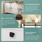 Madia/Credenza a 4 cassetti stile rustico per sala da pranzo, armadietti da cucina con ante scorrevoli a fienile e maniglie in metallo
