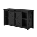 Madia/Credenza a 4 cassetti stile rustico per sala da pranzo, armadietti da cucina con ante scorrevoli a fienile e maniglie in metallo
