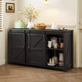 Okak Farmhouse 4-Drawer Buffet Sideboard Storage Cabinet for Dining Room,Kitchen Pantry Cabinets with Sliding Barn Door & Metal Handles