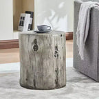 Christopher Knight Home Dara Rustic Round Lightweight Concrete Side Table with Tree-Stump Design