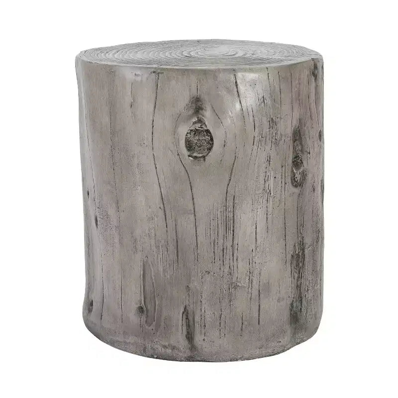 Tavolino rotondo Dara Rustic in cemento leggero con design a tronco d'albero