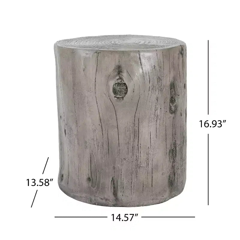 Tavolino rotondo Dara Rustic in cemento leggero con design a tronco d'albero