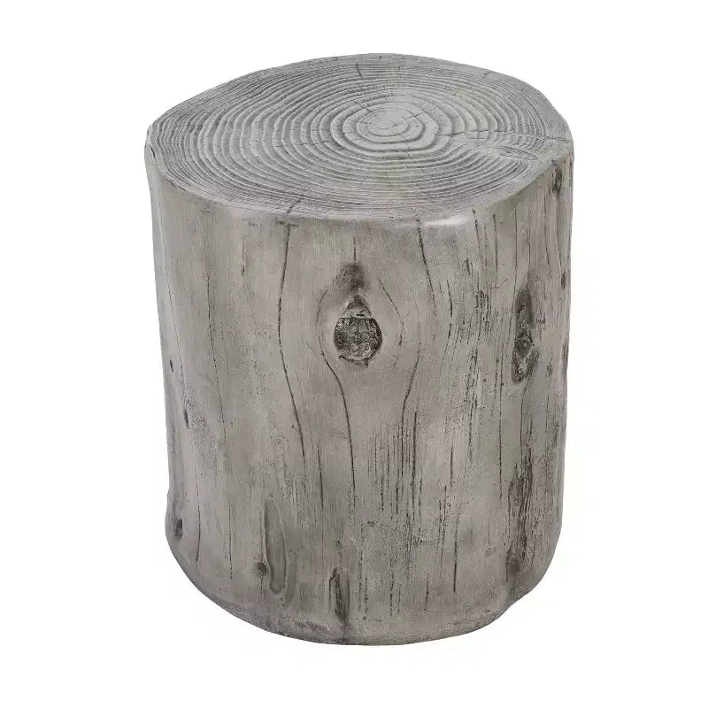 Tavolino rotondo Dara Rustic in cemento leggero con design a tronco d'albero