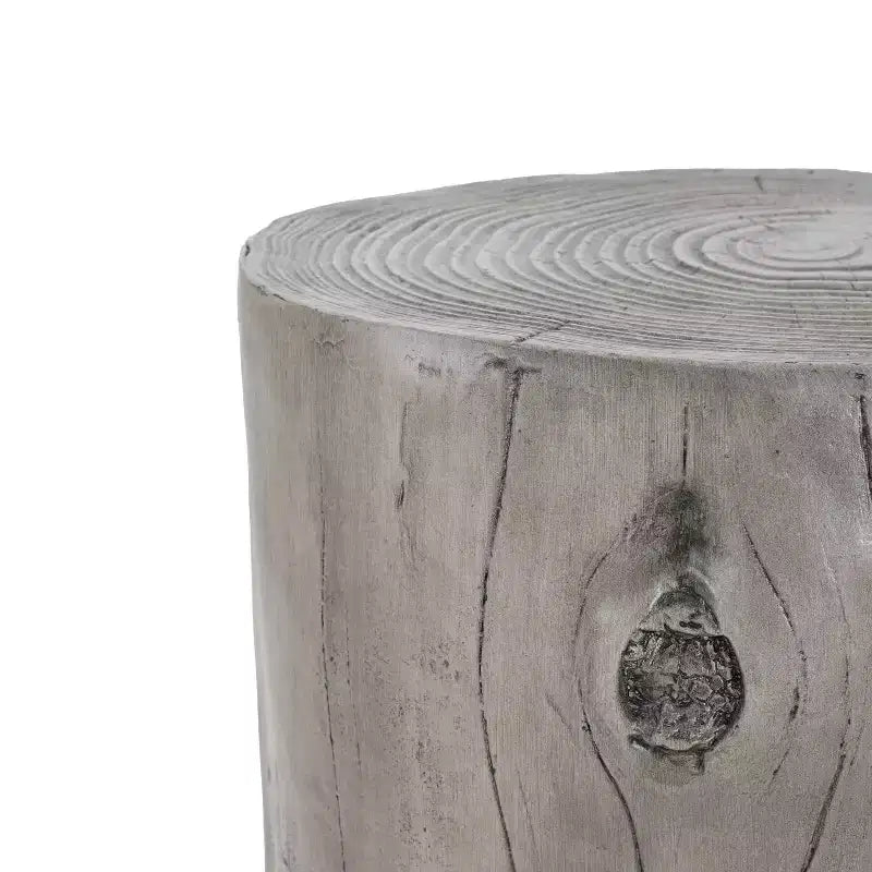 Tavolino rotondo Dara Rustic in cemento leggero con design a tronco d'albero