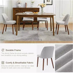 Set di 2 sedie da pranzo imbottite con schienale, sedia laterale in tessuto con gambe in legno per sala da pranzo, cucina, ristorante
