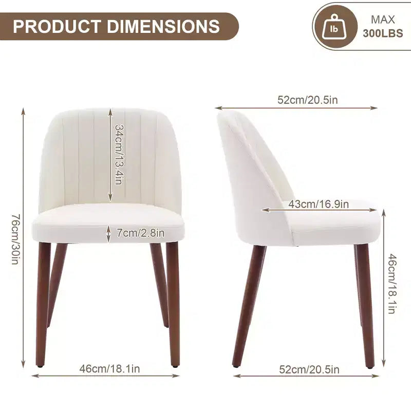 Upholstered Dining Chairs Set of 2 with Back, Fabric Side Chair with Wood Legs for Dining Room, Kitchen, Restaurant