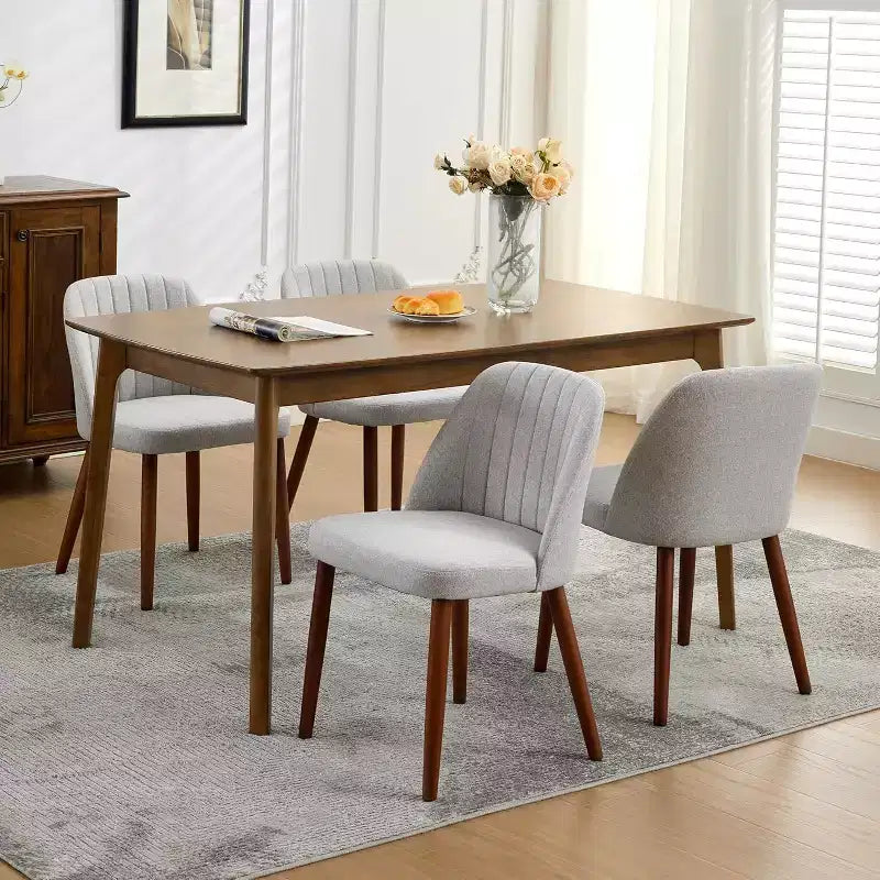Set di 2 sedie da pranzo imbottite con schienale, sedia laterale in tessuto con gambe in legno per sala da pranzo, cucina, ristorante
